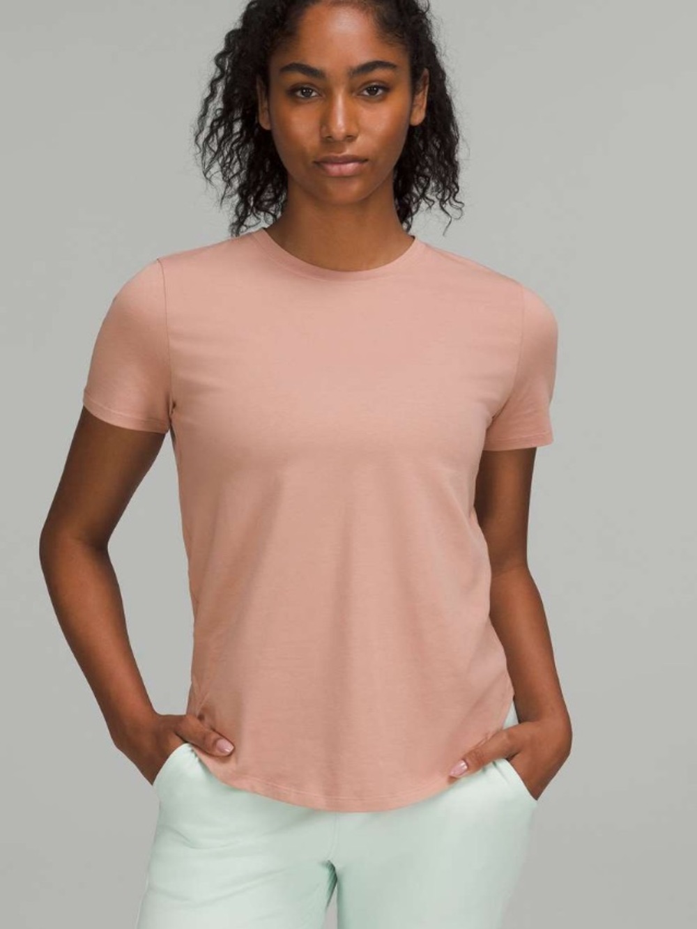 Lululemon Love Crew T-Shirt in Pink Clay Sz 12  Pima Cotton Short Sleeve Classic
